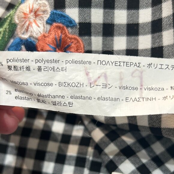 Zara Woman Black White Gingham Floral Shorts Hot Pants Embroidery Sz L High Rise - Picture 8 of 8